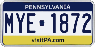 PA license plate MYE1872