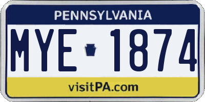 PA license plate MYE1874