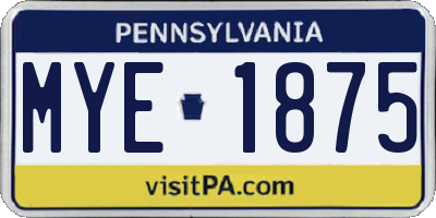 PA license plate MYE1875