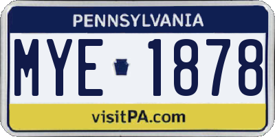PA license plate MYE1878