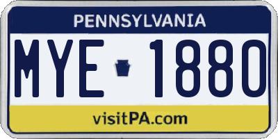 PA license plate MYE1880