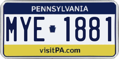 PA license plate MYE1881
