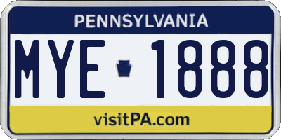PA license plate MYE1888