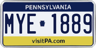 PA license plate MYE1889