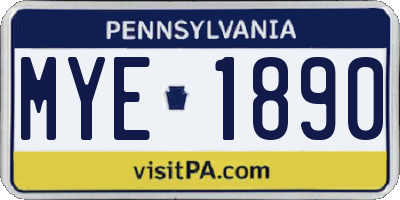 PA license plate MYE1890