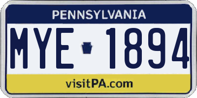 PA license plate MYE1894