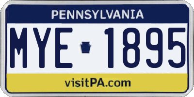 PA license plate MYE1895