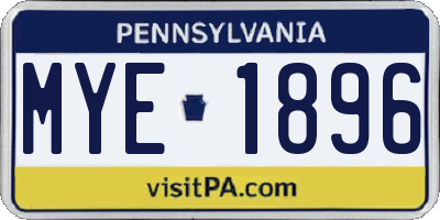 PA license plate MYE1896