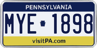 PA license plate MYE1898