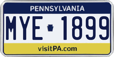 PA license plate MYE1899