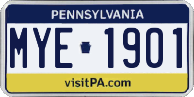 PA license plate MYE1901