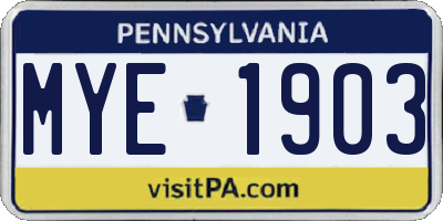 PA license plate MYE1903