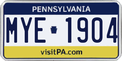 PA license plate MYE1904