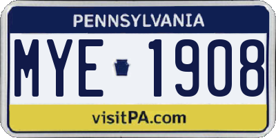 PA license plate MYE1908