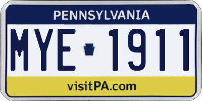 PA license plate MYE1911