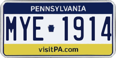 PA license plate MYE1914