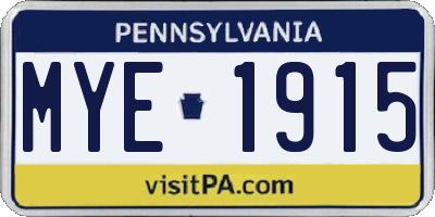PA license plate MYE1915
