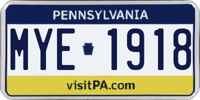 PA license plate MYE1918