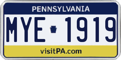PA license plate MYE1919
