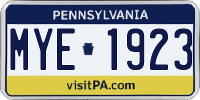 PA license plate MYE1923