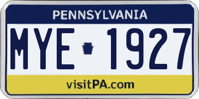 PA license plate MYE1927