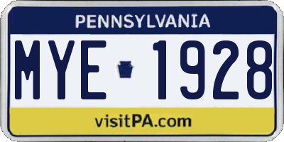 PA license plate MYE1928