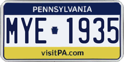 PA license plate MYE1935