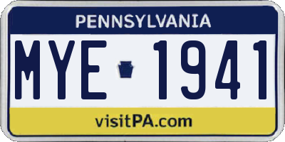 PA license plate MYE1941