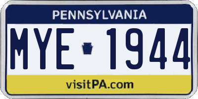 PA license plate MYE1944