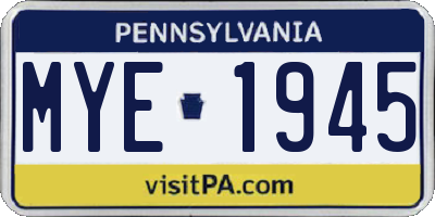 PA license plate MYE1945