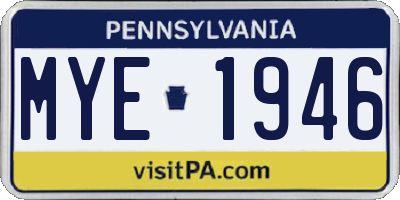 PA license plate MYE1946