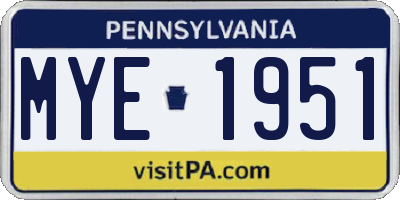 PA license plate MYE1951
