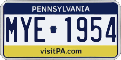 PA license plate MYE1954