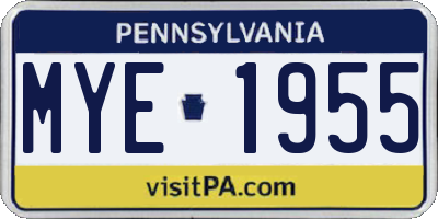 PA license plate MYE1955