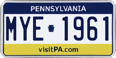 PA license plate MYE1961
