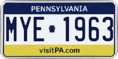 PA license plate MYE1963