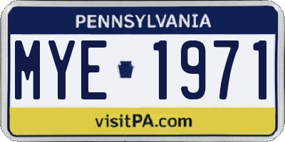 PA license plate MYE1971