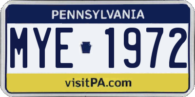 PA license plate MYE1972
