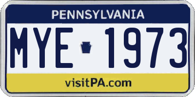 PA license plate MYE1973