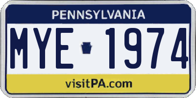 PA license plate MYE1974