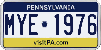 PA license plate MYE1976