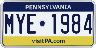 PA license plate MYE1984