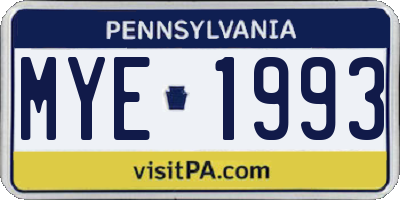 PA license plate MYE1993