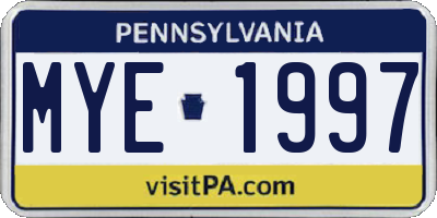 PA license plate MYE1997