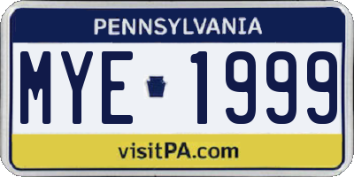 PA license plate MYE1999