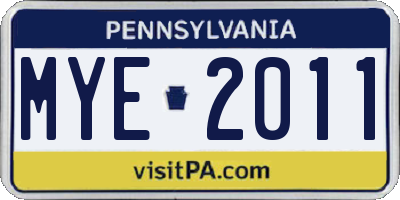 PA license plate MYE2011