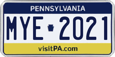 PA license plate MYE2021