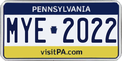 PA license plate MYE2022
