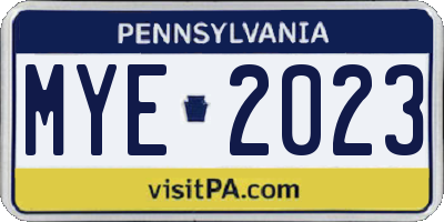 PA license plate MYE2023