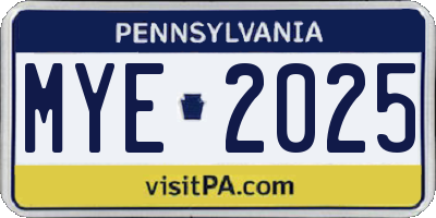 PA license plate MYE2025